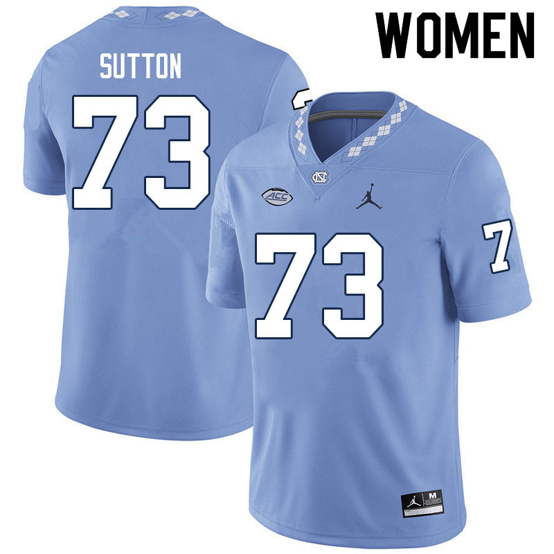 Women #73 Eli Sutton North Carolina Tar Heels College Football Jerseys Sale-Carolina Blue